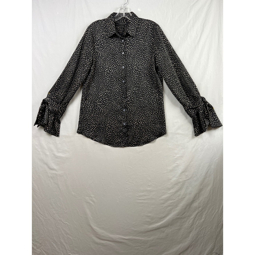 Banana Republic Dillon Shirt Women S Black Polka Dot Tie Cuff Blouse Long Sleeve